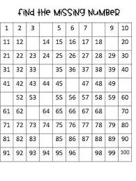 Missing Number Worksheet Hundreds Chart Braylee Math