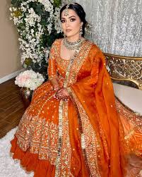 burnt orange sharara enement dress