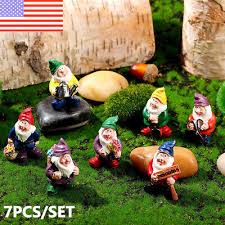 7pcs Miniature Gnome Figurines Resin