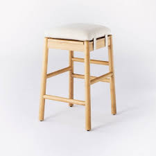 This simple, stylish set of 2 bar stools is the perfect understated design your counter is craving! Emery Backless Wood Counter Height Barstool With Upholstered Seat Natural Threshold Designed With Studio Mcgee Target