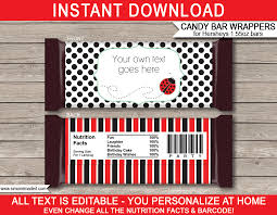 Ladybug Hershey Candy Bar Wrappers Personalized Candy Bars
