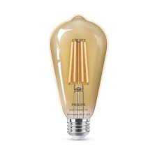 Philips Amber St19 Led 40 Watt Equivalent Dimmable Smart Wi Fi Wiz Connected Wireless Light Bulb 555565 The Home Depot