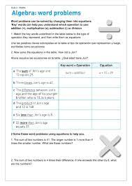 The problems on this worksheet include word problems phrased as questions, such as: Algebra Word Problems Worksheet