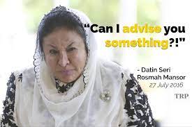Rosmah bellowing at her seemingly hapless husband, can i advise you something?! the line — much like say hello to my little friend, and hold on to your. The Rakyat Post Start Your 2020 With Some Good Advice Rosmah Caniadviseyousomething Motivationalquotes Quoteoftheday Malay Mail Facebook