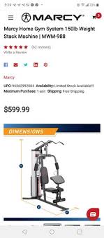 marcy home gym system 150lb weight