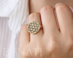 14k solid gold flower seed of life