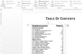 create a table of contents in word 2016