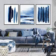 Blue Living Room Decor Minimalist Wall