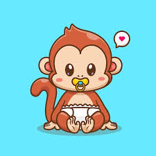 cute baby monkey wearing pacifier and