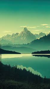 mountain lake reflection nature scenery