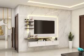 Compact Tv Unit Design With Marble