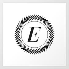 Monogram Laurel Wreath Design In White Letter E Vector Art Print By Gigicoloma