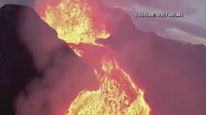shows drone crash into erupting