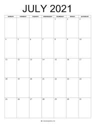 Get ready to collection vertical (portrait) size printable calendar of 2021 year which is available in different designs. Printable Cute Blank July 2021 Calendar With Holidays