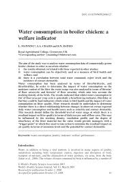 Pdf Water Consumption In Broiler Chicken A Welfare Indicator
