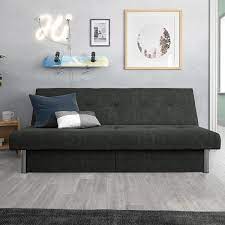 dhp sydney convertible futon sofa bed gray microfiber