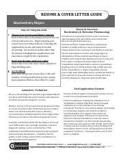 Biochemistry Resume And Cover Letter Guide 2017 Pdf