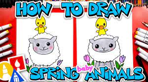 how to draw a spring lamb and duckling