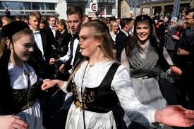 students dance in icelandic national