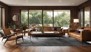 wood floors with mid century furniture