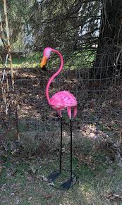 Pink Flamingo 36 Metal Garden Art Stake