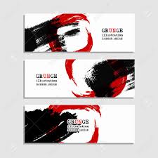 Black Red Abstract Design Ink Paint On Banner Two Color Element