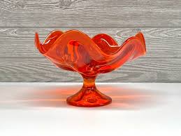 Viking Glass Bowl Persimmon Six Petal