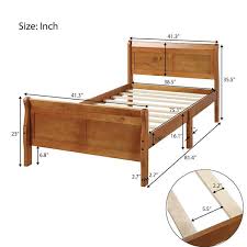 urtr oak twin size platform bed frame