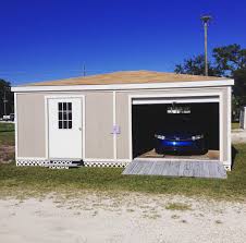 vehicle in a prefab storage shed