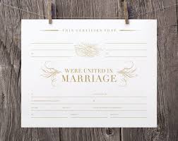 8x10 Printable Marriage Certificate Blank Gold Marriage Etsy