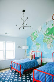 Red Bed With Blue Buffalo Check Bedding