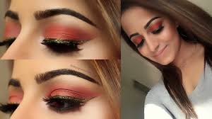 red eye makeup tutorial with gold