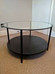 Round Glass Black Coffee Table From