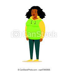 Get paid for your art. Young Black Woman In A Hoodie With Curly Hair Colorful Cartoon Character Vector Illustration Isolated On A White Background Canstock
