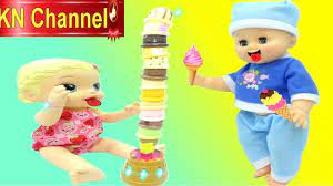 Đồ chơi trẻ em Búp bê ALIVE ăn CÂY KEM 12 TẦNG ĐỘC LẠ Ice Cream Tower toys  for kids - YouTube