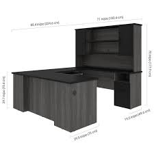 They are also excellent for doubling as a place to meet, as clients or customers can pull up a chair on one side of the u desk to meet with you. Bestar Norma U Shaped Desk With Hutch Black Bark Gray Walmart Com Walmart Com