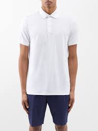 white recycled fibre jersey polo shirt