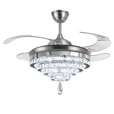 Rs Lighting Invisible Retractable Chandelier In 2020 Modern Crystal Chandelier Ceiling Fan With Light Chandelier Fan