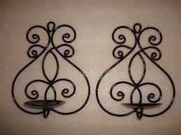 Set Of Two Curled Black Wrought Iron