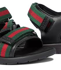 web leather sandals in black gucci