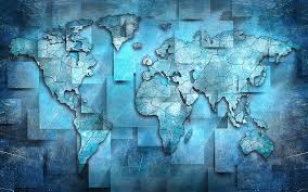 3d Effect Blue World Map Wallpaper