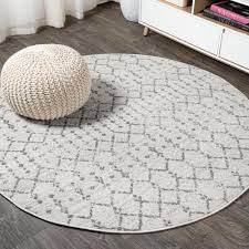 jonathan y moroccan hype boho vine diamond cream gray 4 round area rug
