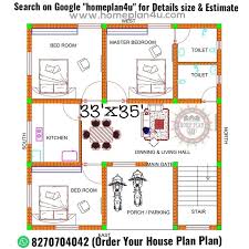 33 X 35 House Plan Design With 3 Bhk
