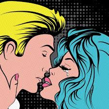cartoon couple kissing vector images