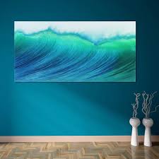 Empire Art Direct Blue Wave Frameless Free Floating Tempered Art Glass Wall Art
