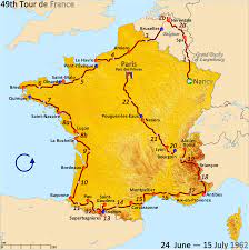 Not long after hugh carthy won on the alto de l'angliru to blow la vuelta apart, christian prudhomme put in an appearance on french television to belatedly announce the route for the 2021 tour de france. 1962 Tour De France Wikipedia