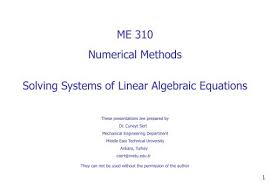 310 Numerical Methods Solving Systems