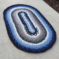 braided rag rug blue grey felt