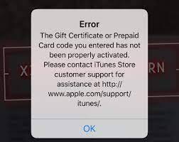apple gift card redeem errors