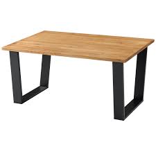 Reclaimed wood table or desk square metal legs steel legs, source: Texas Coffee Table Black Metal Legs